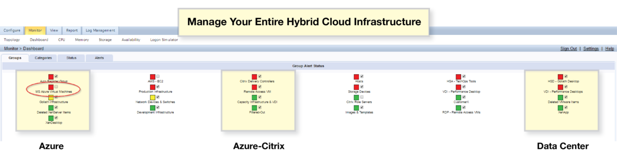 manage your entire hybrid cloud infrastructure product screenshot